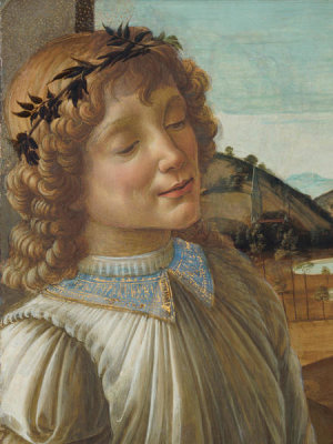 Sandro Botticelli - Virgin and Child with an Angel (detail: the angel), 1470-1474