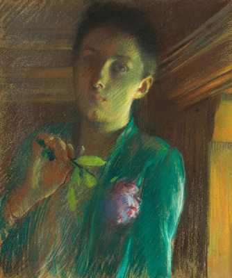 Albert Besnard - A Lady with a Rose, before 1892