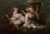 Titian - Rape of Europa (detail: cupid riding a dolphin), 1562