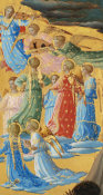 Fra Angelico - The Dormition and Assumption of the Virgin (detail: chorus of angels to the right of the Virgin), 1424-1434