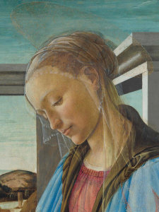 Sandro Botticelli - Virgin and Child with an Angel (detail; the Virgin Mary), 1470-1474