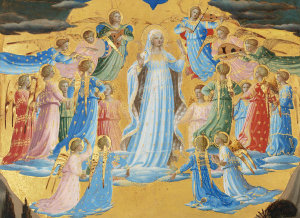 Fra Angelico - The Dormition and Assumption of the Virgin (detail: the Virgin among angels), 1430-1434