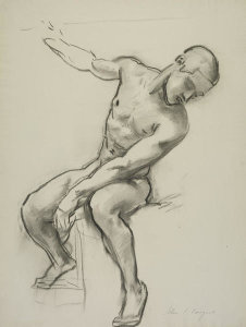 John Singer Sargent - Study of a Seated Male Nude, 1917-1922