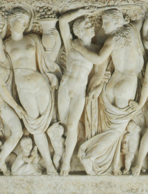 Unknown Roman artist - Sarcophagus with Revelers Gathering Grapes (detail: central third of overall), about 225 AD