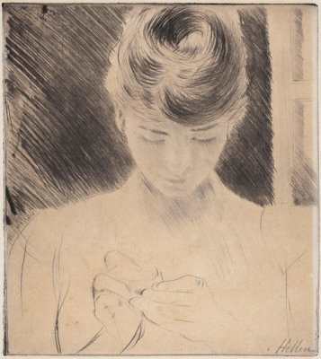 Paul César Helleu - Young Woman Sewing (Jeune femme cousant), 1892