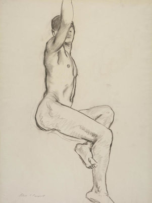 John Singer Sargent - Study of a Seated Male Nude, 1917-1922