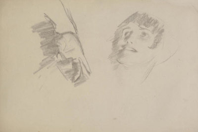 John Singer Sargent - Study for El Jaleo: Dancer's Hand and Seated Woman's Head, 1881