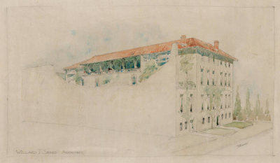 Willard Thomas Sears - Design for the Exterior of Fenway Court, Northeast View, 1900